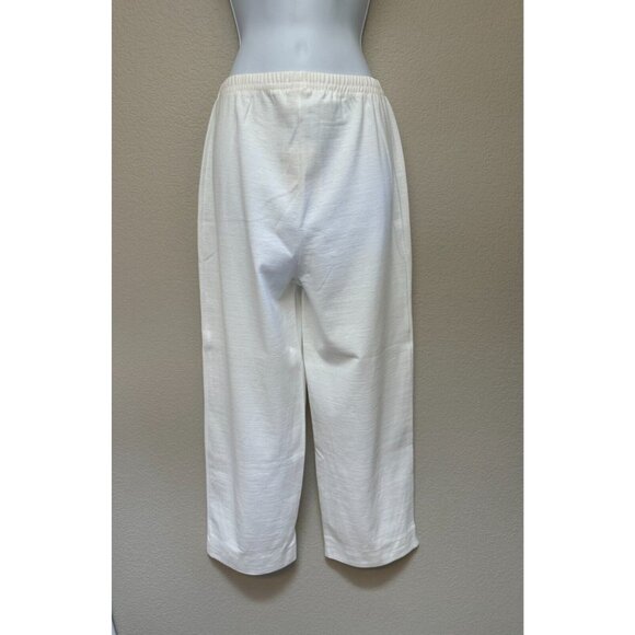 Peruvian Connection Pant Set Pima Cotton White Top is Medium Pants are Small NEW - Picture 4 of 15